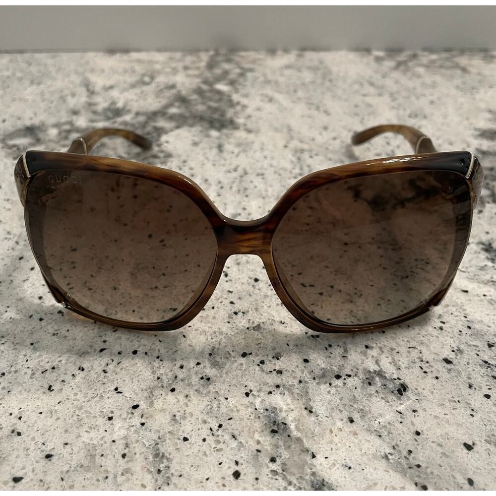 Gucci Bamboo Sunglasses GG0505S Brown Horn Rounded Square with Case